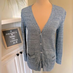 Bean Pole Women’s Cardigan Lightweight Sweater Size Medium Button Front Blue